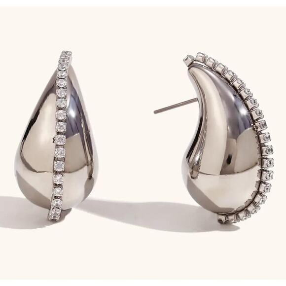 Stainless Steel Water Drop Zircon Earrings - Picture 9 of 9